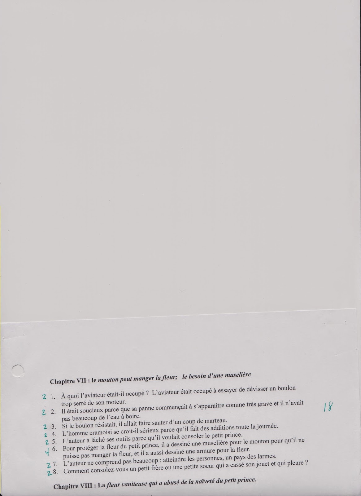 Notes For You Questions et réponses, chapitres 123 de le petit prince