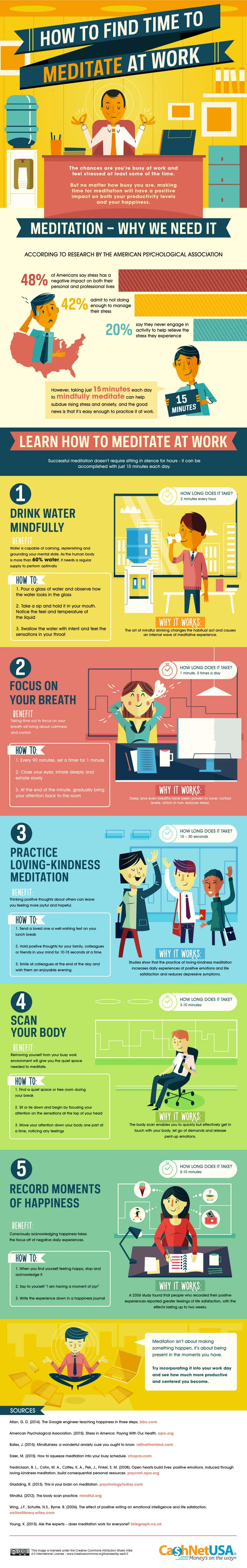 How to Find Time to Meditate At Work - #infographic