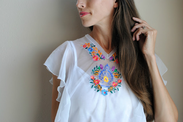 DIY:  Embroidered Collar and Flutter Sleeves