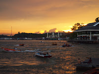 Water taxis at sunset - Bandar Seri Begawan waterfront