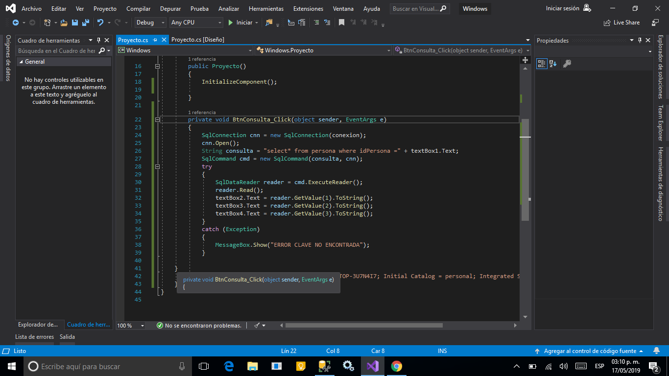 conexion a sql server y c sharp