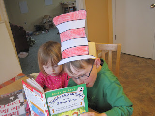 Boy and girl reading