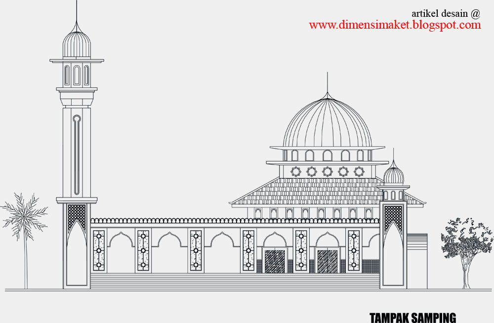 Kumpulan Contoh Gambar Sketsa Masjid  Sederhana Informasi 