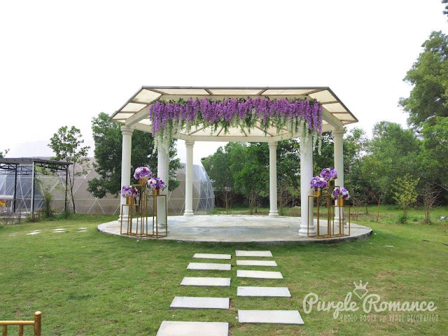 register of marriage, ROM, gazebo, chivalry chairs, gold, purple, lavender, pedestal, flower stands, theme, save the date, tie the knot, puteh subang, event venue, christian, chinese, malay, arch, photo table, love corner, bespoke, stage, logo, signage, welcome board, reception table decor, VIP centerpiece, chair tie back, walkway, aisle, red carpet, rental, stylist, malaysia, kuala lumpur, selangor, melaka, seremban, bentong, pahang
