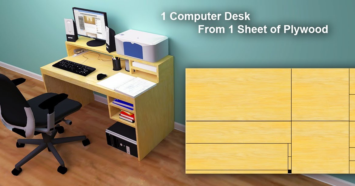 Computer Desk From 1 Sheet of Plywood