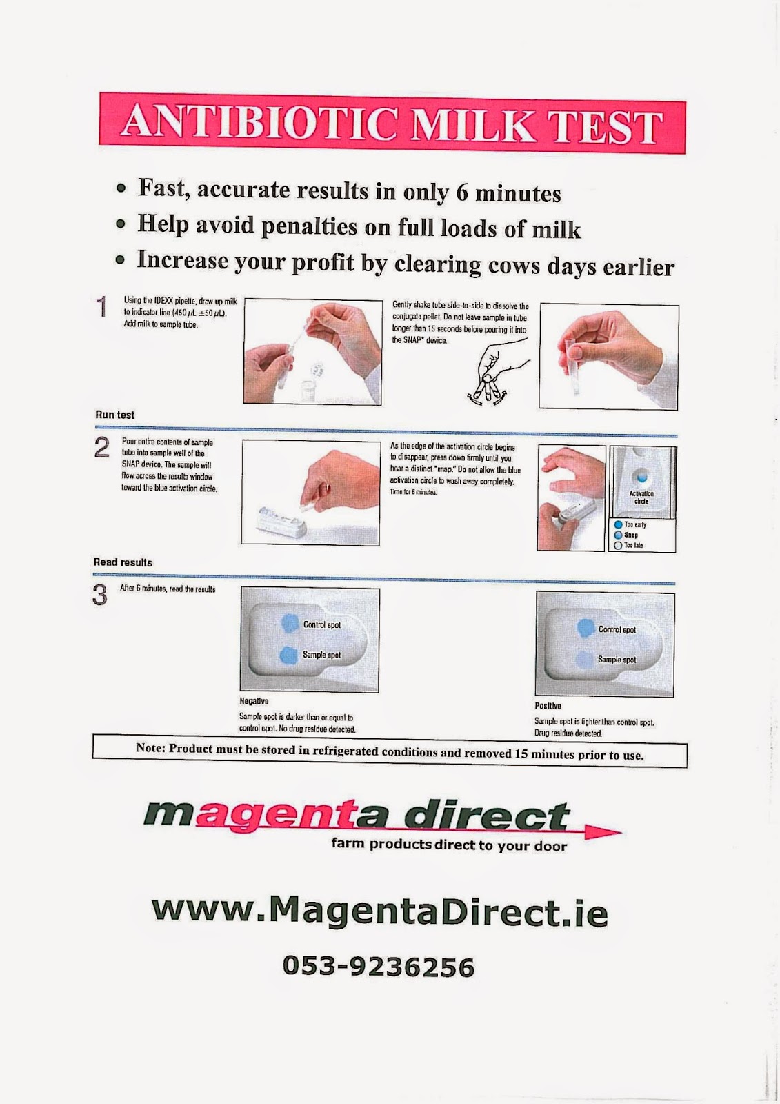 Magenta Direct 6 MINUTE ANTIBIOTIC MILK TEST