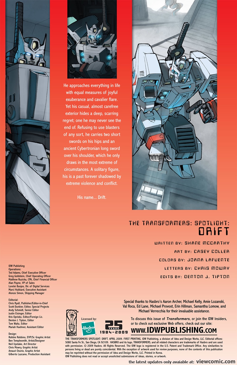 Transformers Spotlight Drift (2009) Read All Comics Online