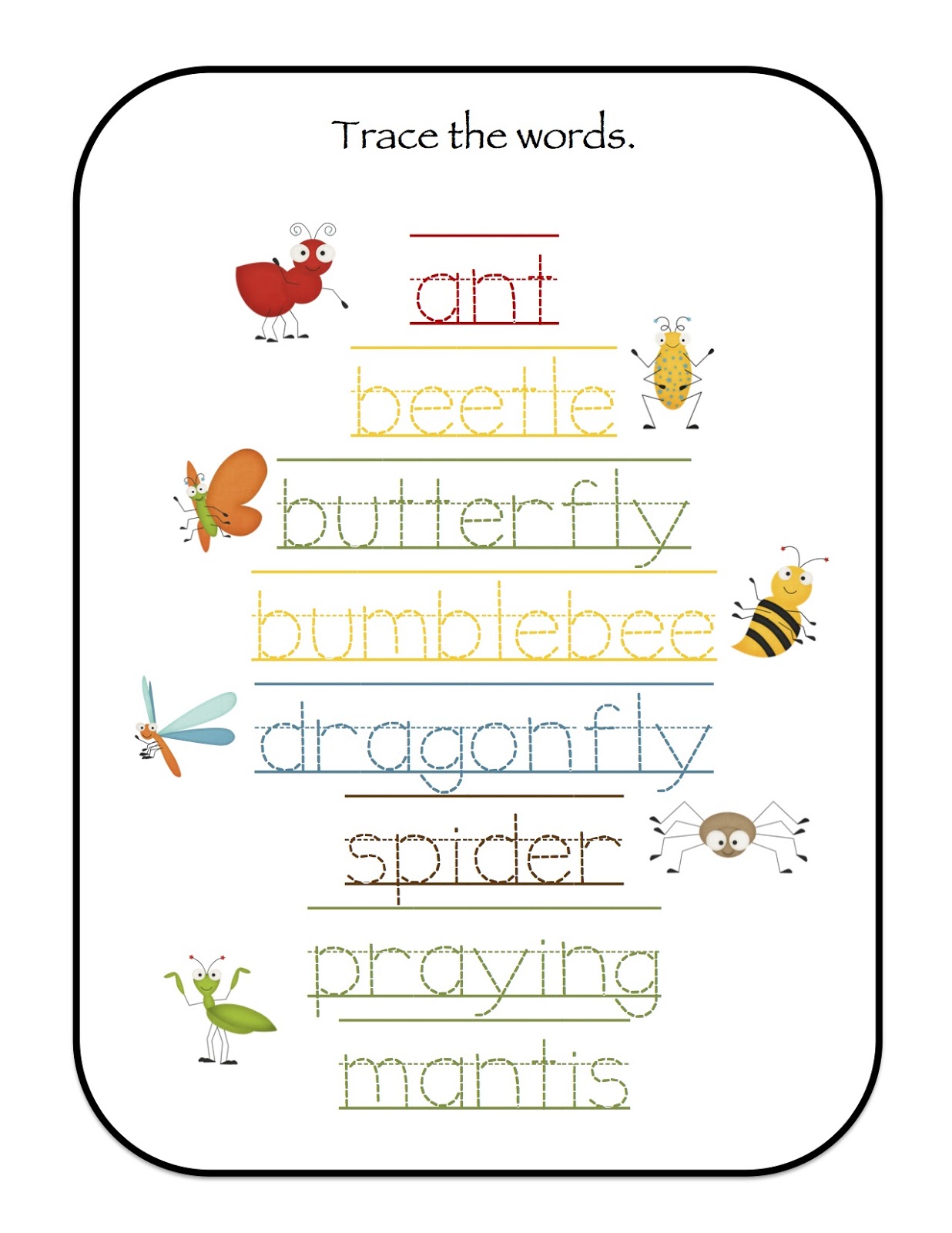 Trace+the+words+1.jpg 1,236×1,600 pixels | Kindergarten | Pinterest