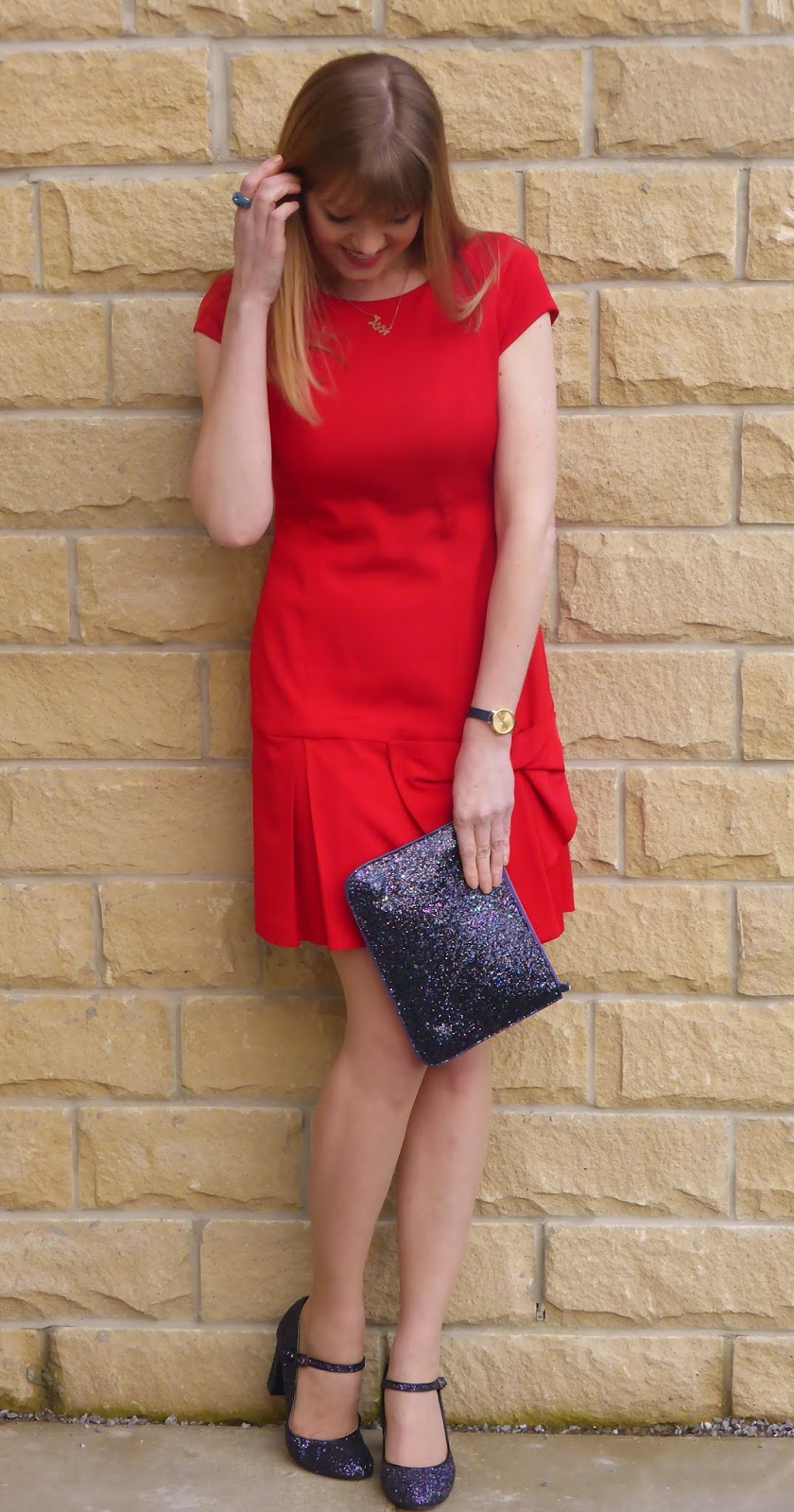 Outfit Red Dress and Glitter Mary Janes What Lizzy Loves