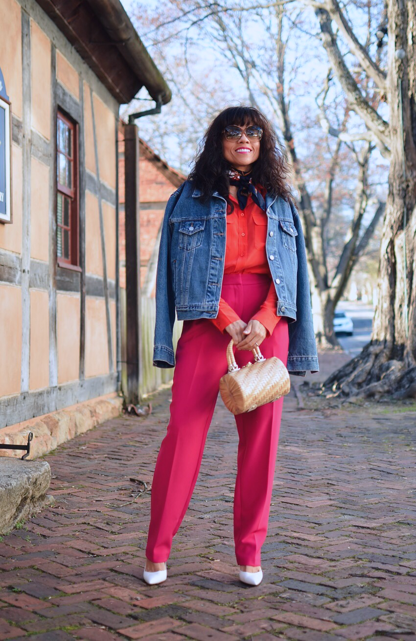 Pink with red street style 