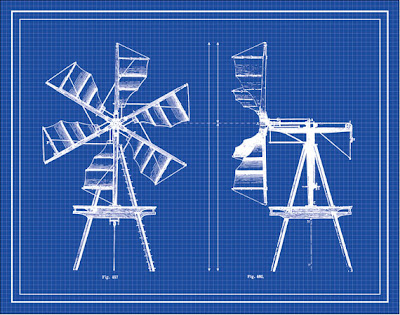 blueprint of a vintage windmill