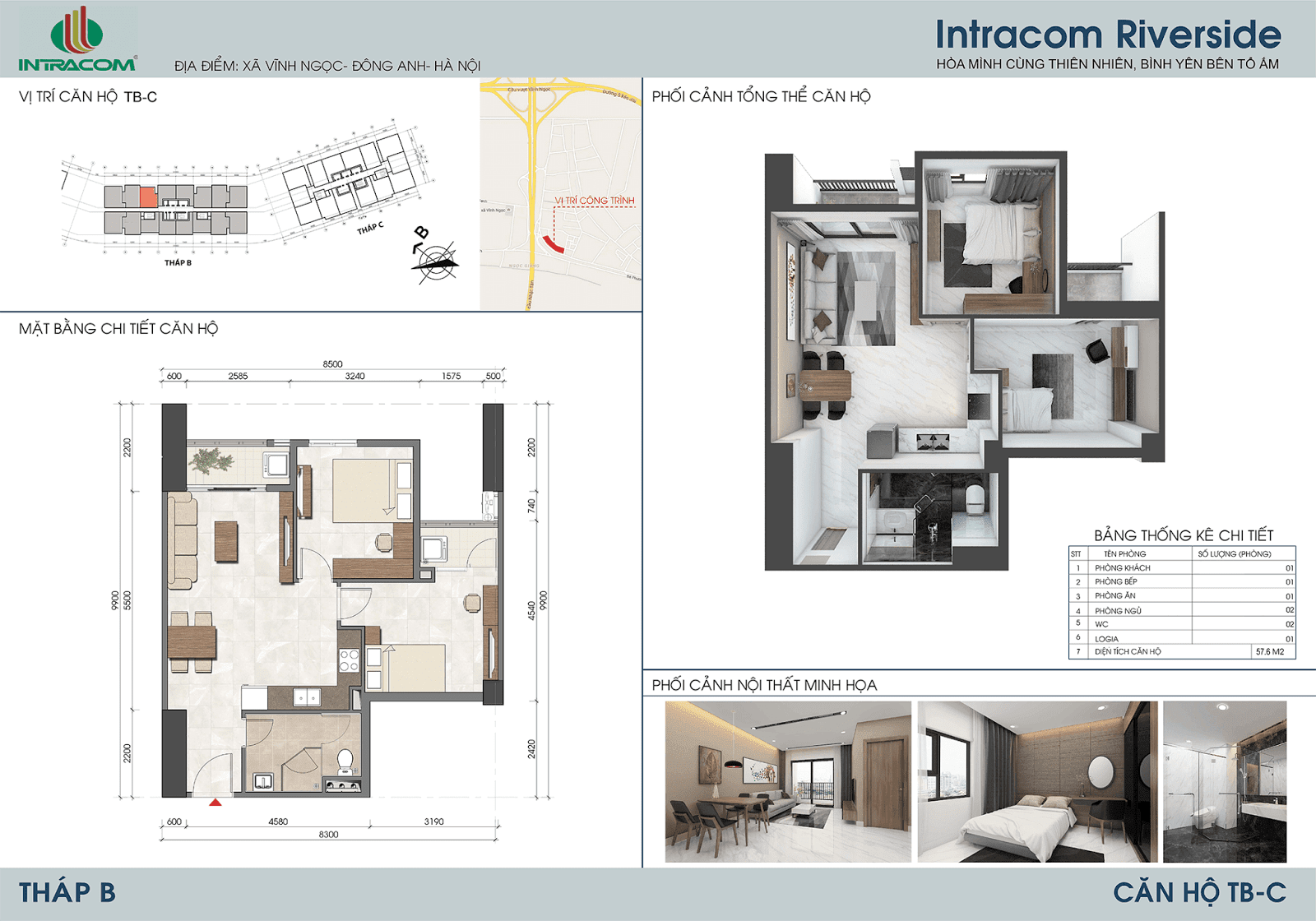 Căn hộ C tòa B chung cư Intracom Vĩnh Ngọc.