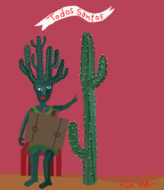 Cactus Lady throws her suitcase