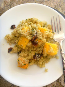 Quinoa Mango Salad:  This salad is filled with healthy goodness such as quinoa, mangoes and cranberries and doused with a light white wine vinaigrette that brings it all together. - Slice of Southern