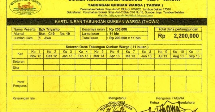 Contoh Surat Tabungan Qurban Contoh Surat