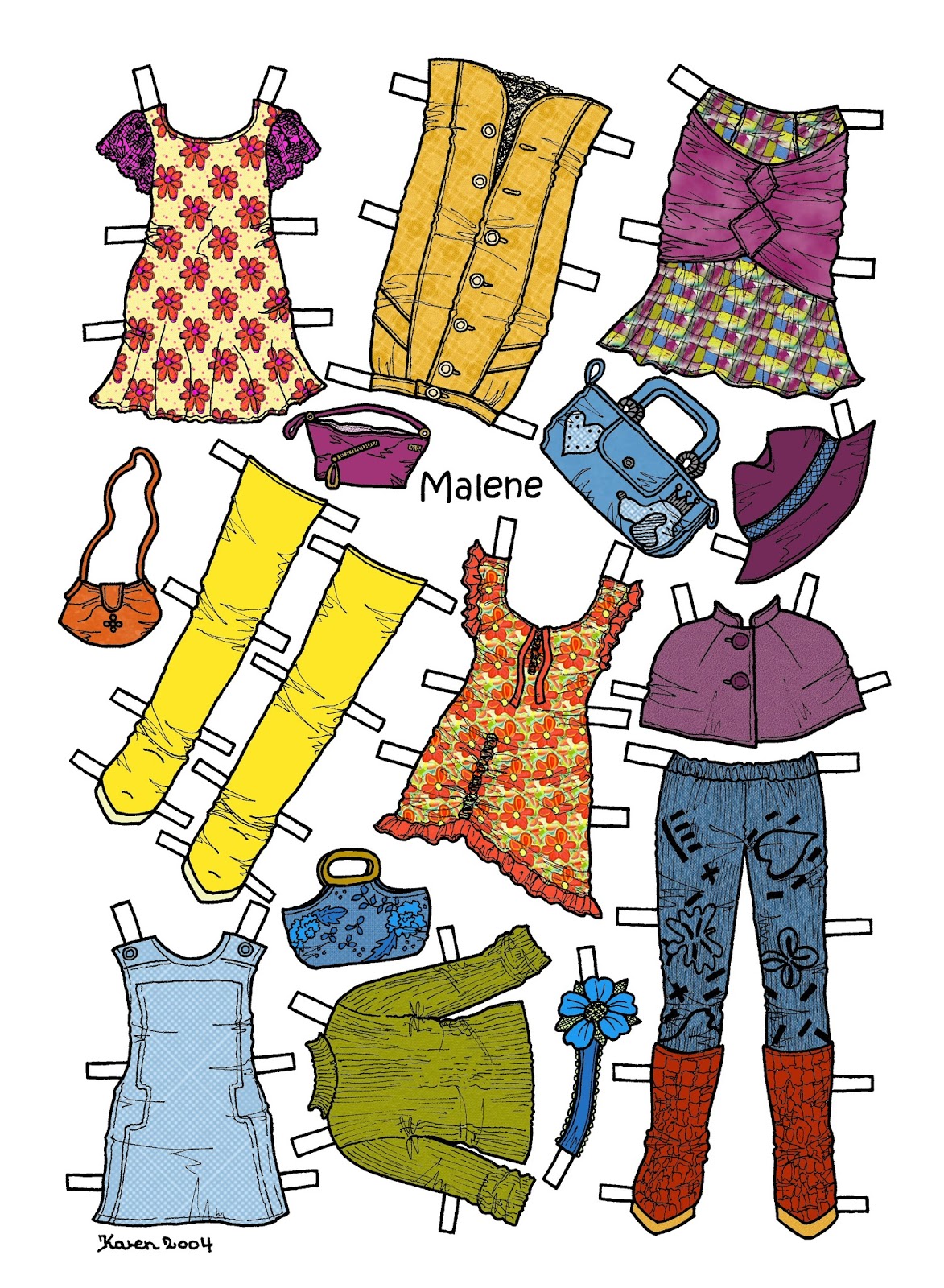 Karen`s Paper Dolls: Malene 1-6 Paper Doll in Colours.Malene 1-6 ...