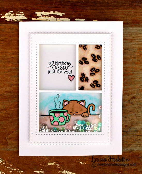Coffee Cat Inky Paws Challenge Card by Larissa Heskett | Newton Loves Coffee stamp set by Newton's Nook Designs #newtonsnook #coffee