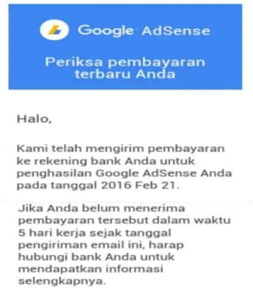 Pengalaman pertama menerima gaji dari google adsense