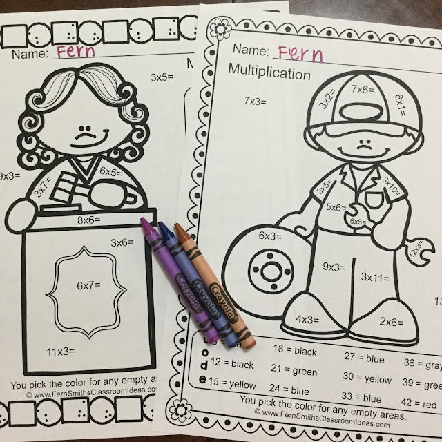 An Entire New Line of Color By Numbers to Match Your Careers or Community Helper Units, Addition, Subtraction, Multiplication and Division. By Fern Smith's Classroom Ideas