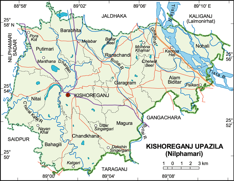 Kishoreganj Upazila Map Nilphamari District Bangladesh
