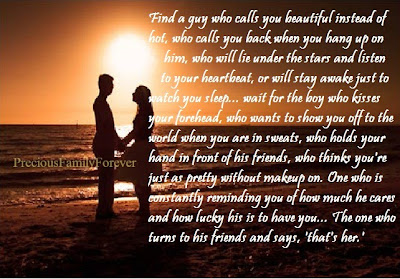 Precious Family: Find a guy who calls you beautiful.....