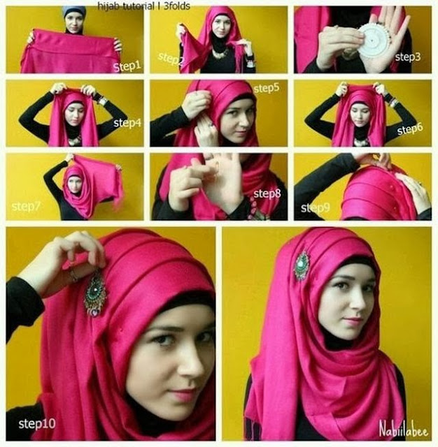 cara memakai jilbab pesta cantik