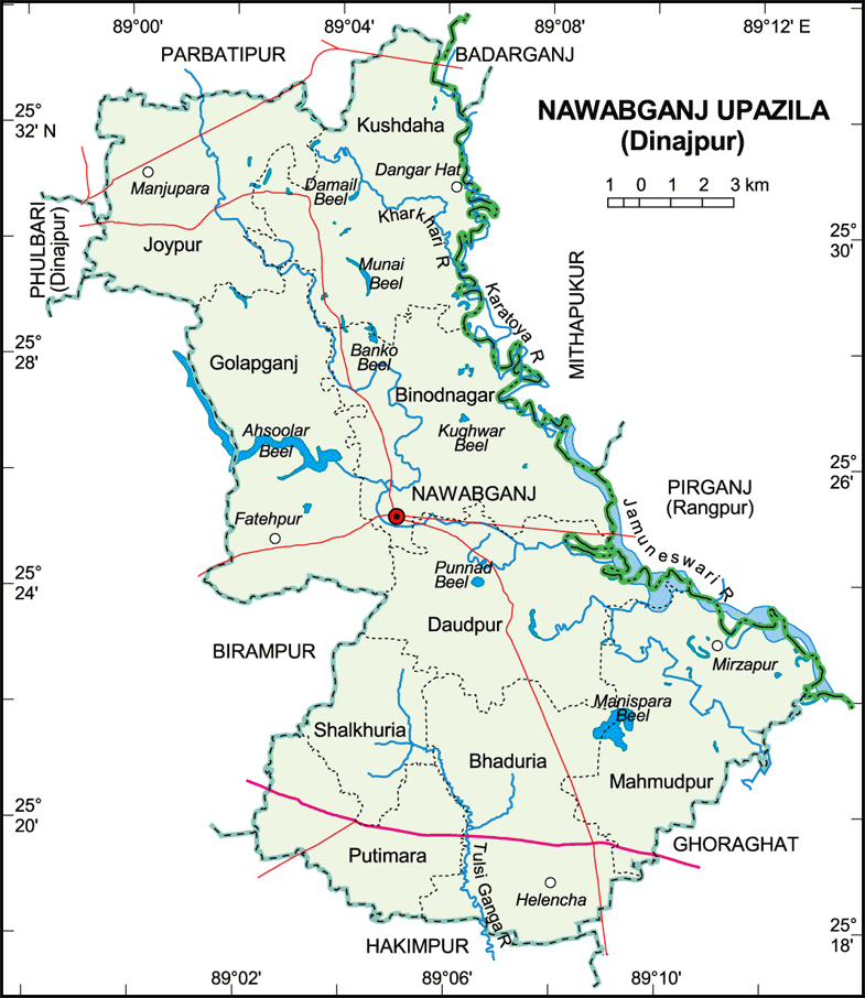 Nawabganj Upazila Map Dinajpur District Bangladesh