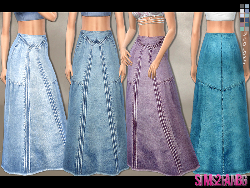 Sims 4 CC's The Best Denim Maxi Skirt by sims2fanbg