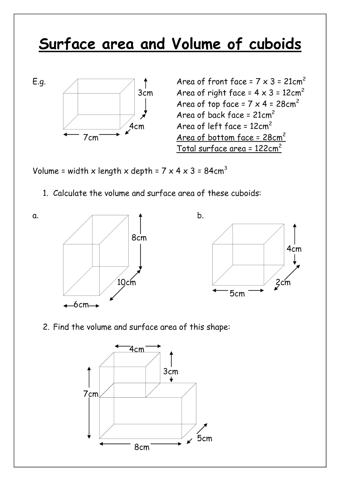 Surface Area And Volume Worksheet With Answers | Printable Worksheets