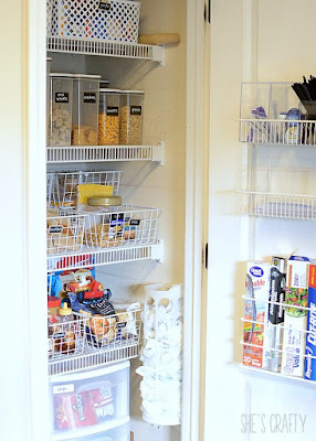cereal containers, wire bins, wire shelves for pantry, door hanger