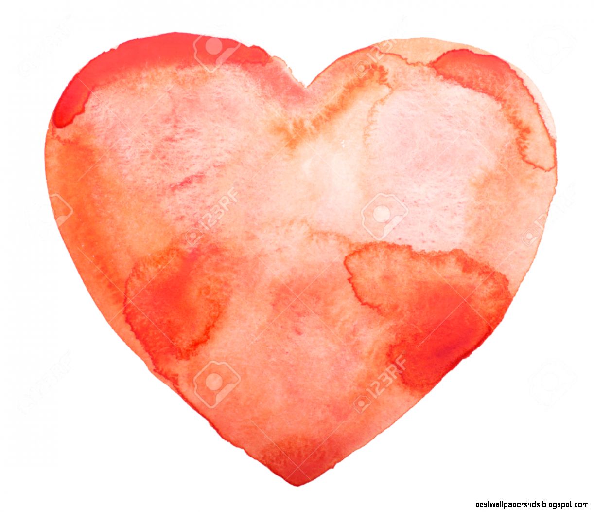 Hand Draw Watercolor Aquarelle Art Paint Love Red Heart Stock