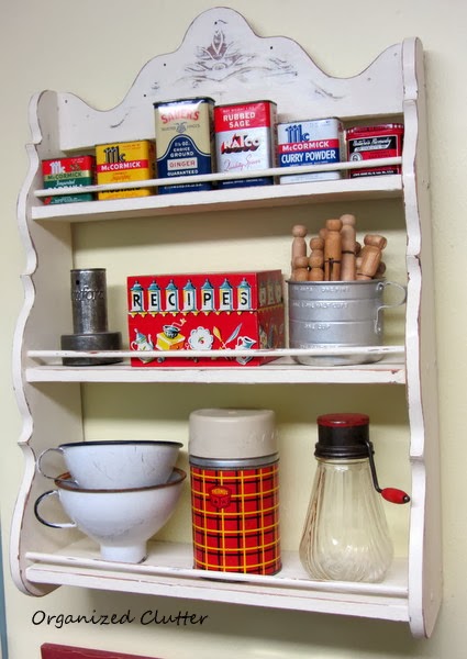 Vintage Painted Spice Rack & Collectibles www.organizedclutterqueen.blogspot.com