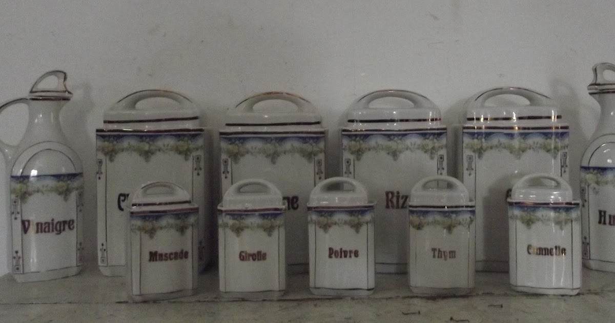 ancien service a condiments série pots a épices porcelaine art déco a