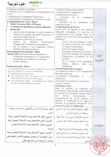 طبيعة اختبارات بكالوريا 2017 شعبة علوم تجريبية