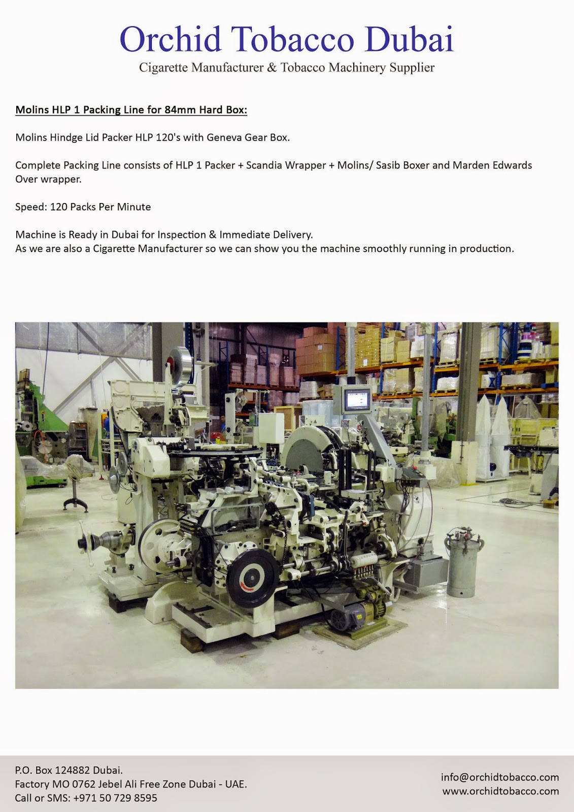 Molins HLP1 Cigarette Packing Machine HLP1 Cigarette Packer HLP 1