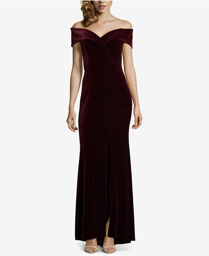 Xscape Off-The-Shoulder Velvet Gown