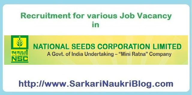 Naukri Vacancy Recruitment in National Seeds Corporation