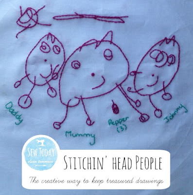 Stitching Head People: The creative way to keep treasured drawings