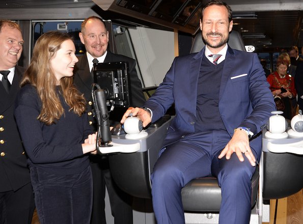 Princess Ingrid Alexandra christened Norway's new research vessel, 'Kronprins Haakon' in Tromsø. Crown Princess Mette-Marit