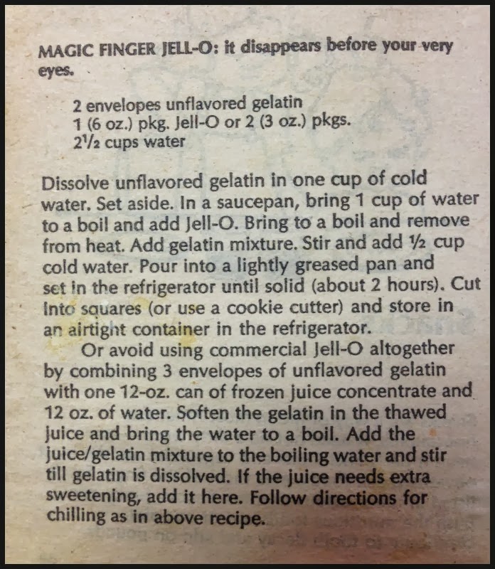On the Banks of Frog Creek Magic Finger JellO Recipe