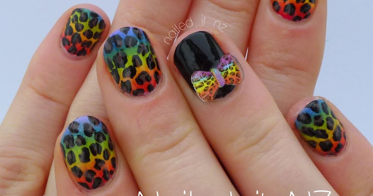 Rainbow leopard-print nails!