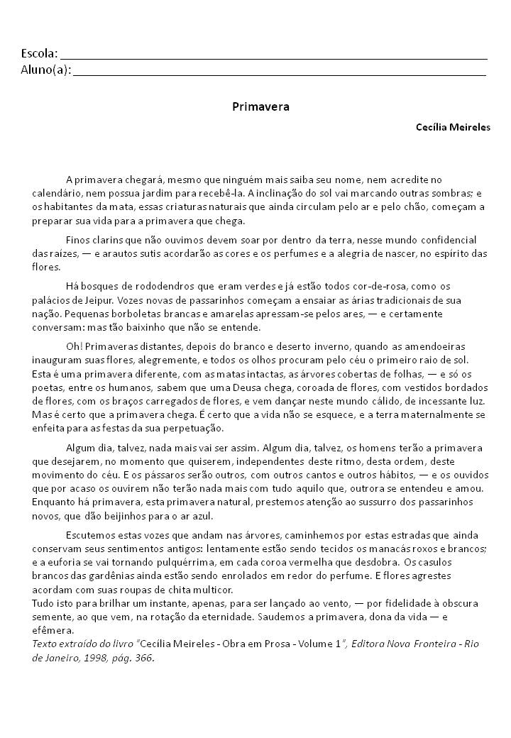Interpretação Do Poema A Primavera Endoideceu Com Gabarito