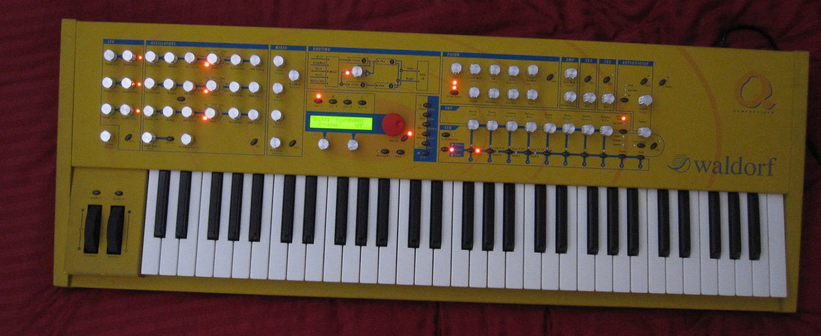 MATRIXSYNTH Yellow Waldorf Q Keyboard with Custom Knobs