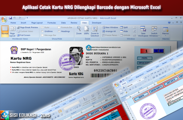 Aplikasi Cetak Kartu NRG Dilengkapi Barcode dengan Microsoft Excel
