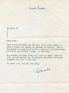 Carole Landis 1945 Letter