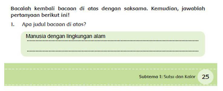 Manusia Dengan Lingkungan Alam Halaman 25 30 Kelas 5 Tema 6
