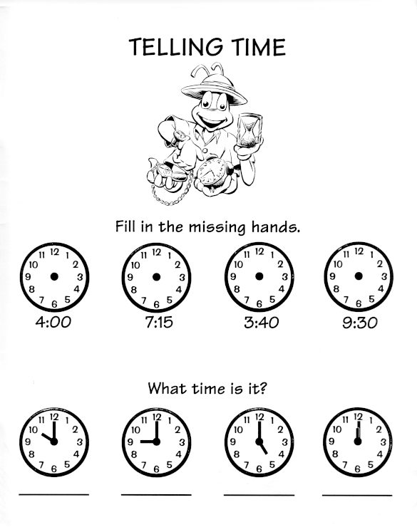 Fichas de inglés Ficha time 9Time worksheets for children