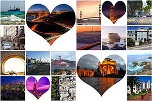  Collage de tarjetas Fotográficas de corazón en Photoshop