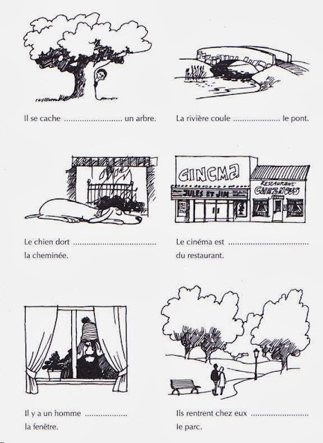 http://3.bp.blogspot.com/-m-5Ttr68B3Q/UtP7tsf9iwI/AAAAAAAAAlw/iiKah-JGXho/s1600/les+prepositions+de+lieu+exercice.jpg Przyimki miejsca - ćwiczenie 5 - Francuski przy kawie
