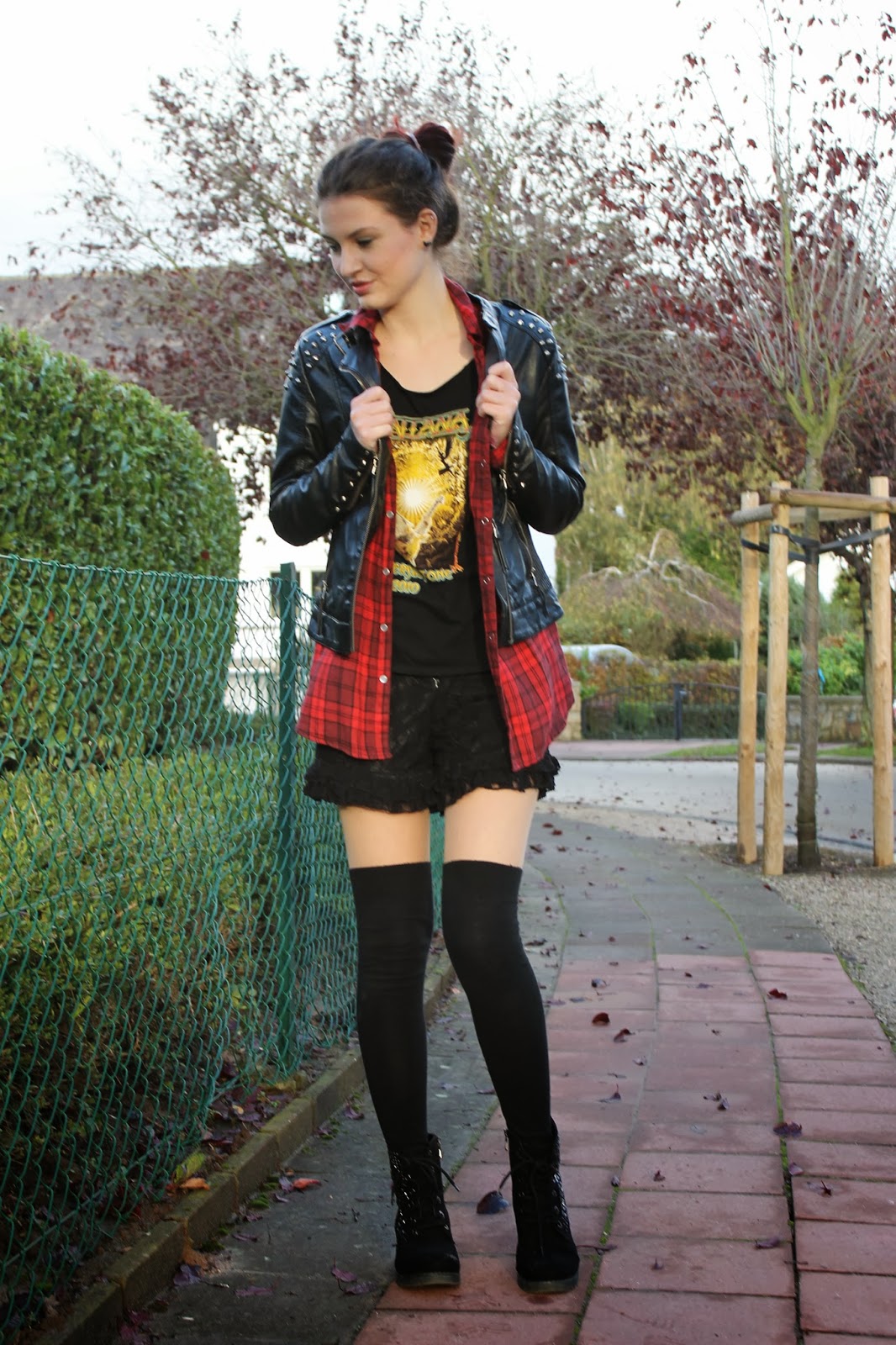 Plaid lace leather and knee high socks  ootd  Fuel to Life